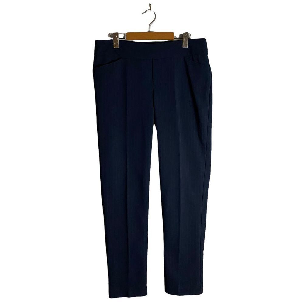 Up Women’s Navy Pinstripe Slim Pull-On Pants